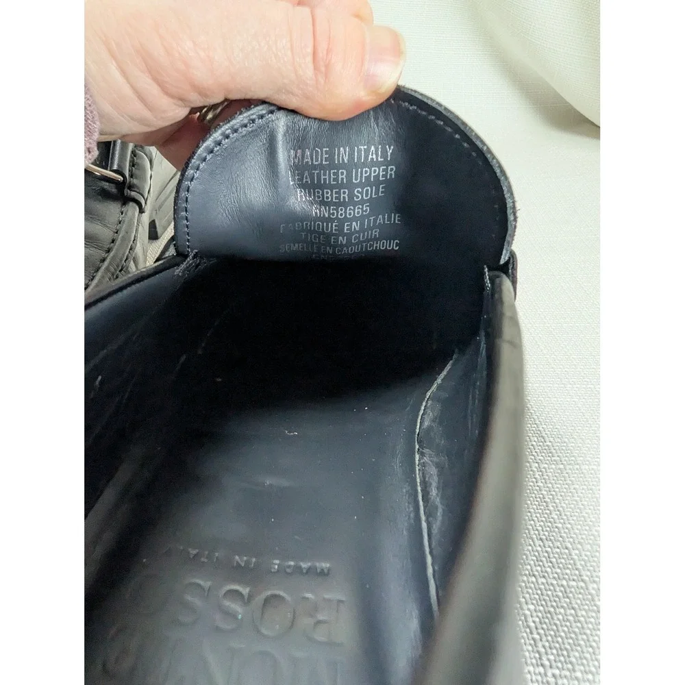 Monte Rosso Black Leather Horsebit Loafer Shoes‎ 9.5M Made in Italy Minimalist